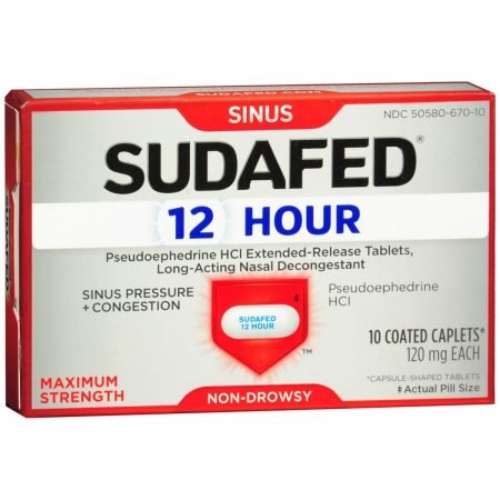 SUDAFED 12 Hour Coated Caplets Maximum Strength - 10 CP