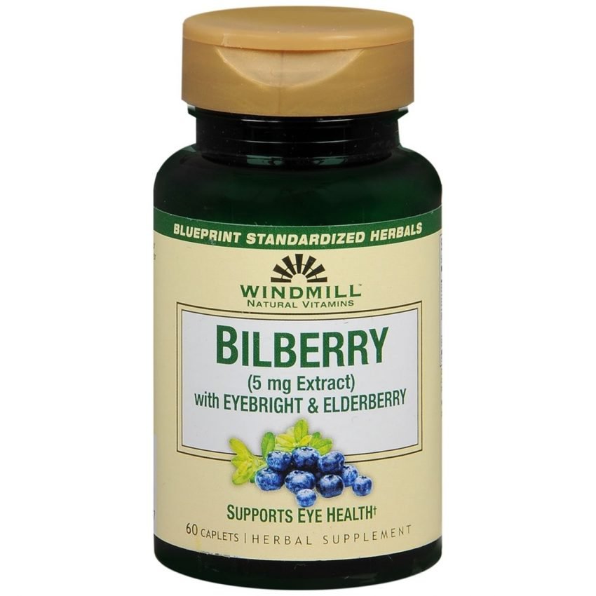 Windmill Natural Vitamins Bilberry 5mg Herbal Supplement Caplets - 60 CP