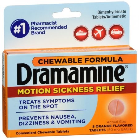 Dramamine Motion Sickness Relief Chewable Tablets Orange Flavored - 8 TB