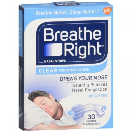 Breathe Right Nasal Strips Clear Sensitive Skin Small/Medium - 30 EA