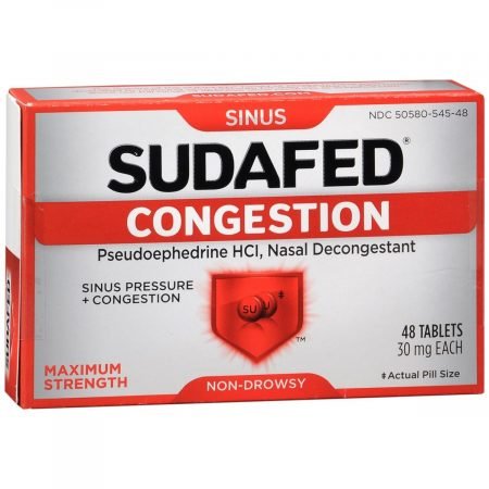 Sudafed Congestion Pseudoephedrine HCl Tablets - 48 TB