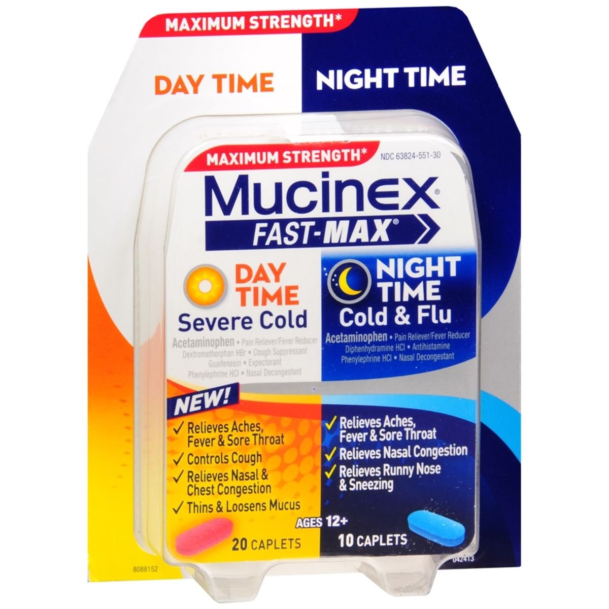 Mucinex Fast-Max Day Time Severe Cold & Night Time Cold & Flu Caplets ...