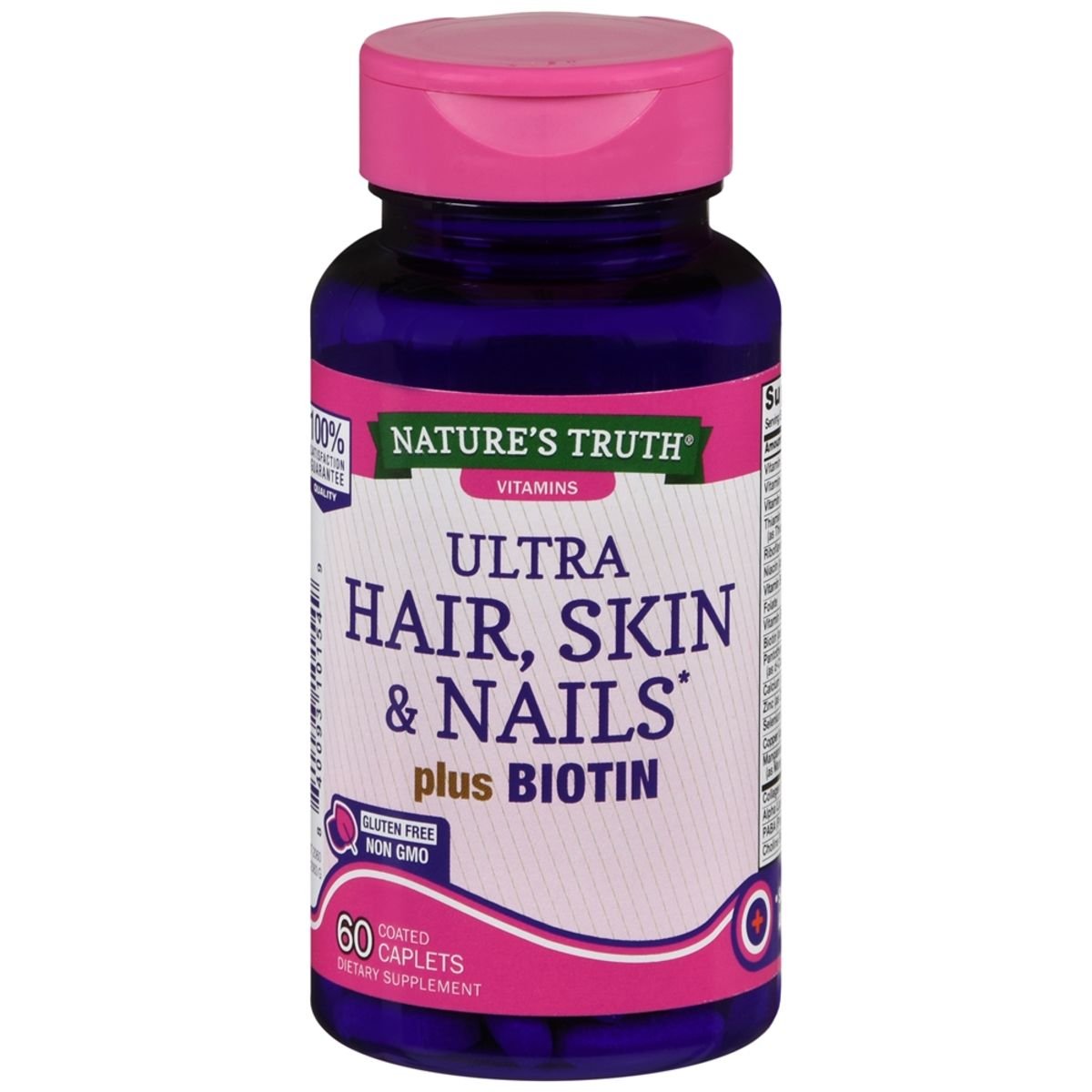 Nature’s Truth Ultra Hair, Skin & Nails plus Biotin Coated Caplets – 60 ...