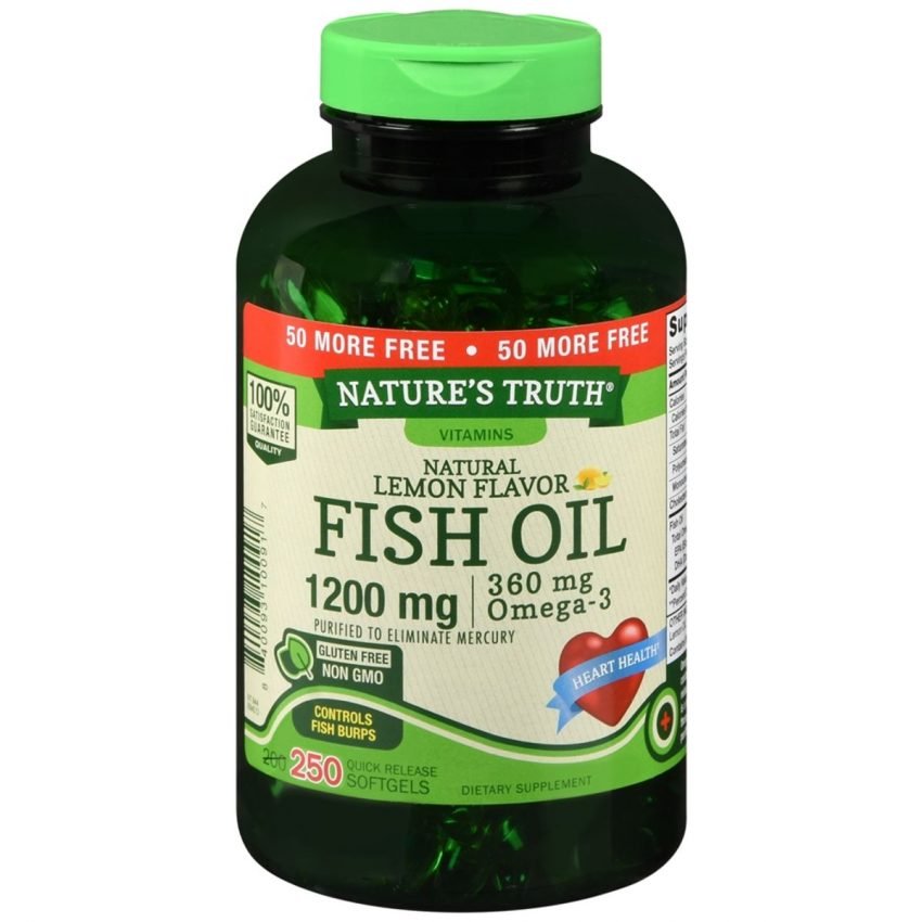 Nature’s Truth Natural Lemon Flavor Fish Oil 1200 mg Quick Release ...