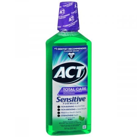 ACT Total Care Anticavity Fluoride Mouthwash Sensitive Formula Mint - 18 OZ