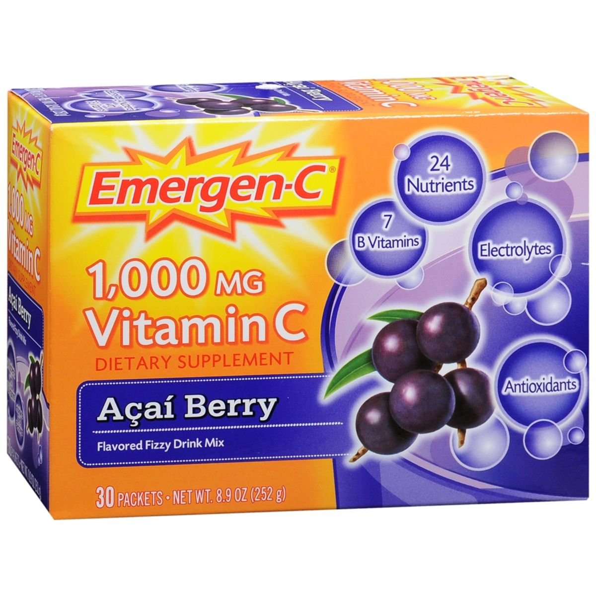 EmergenC Vitamin C Packets Acai Berry 30 EA Medcare Wholesale