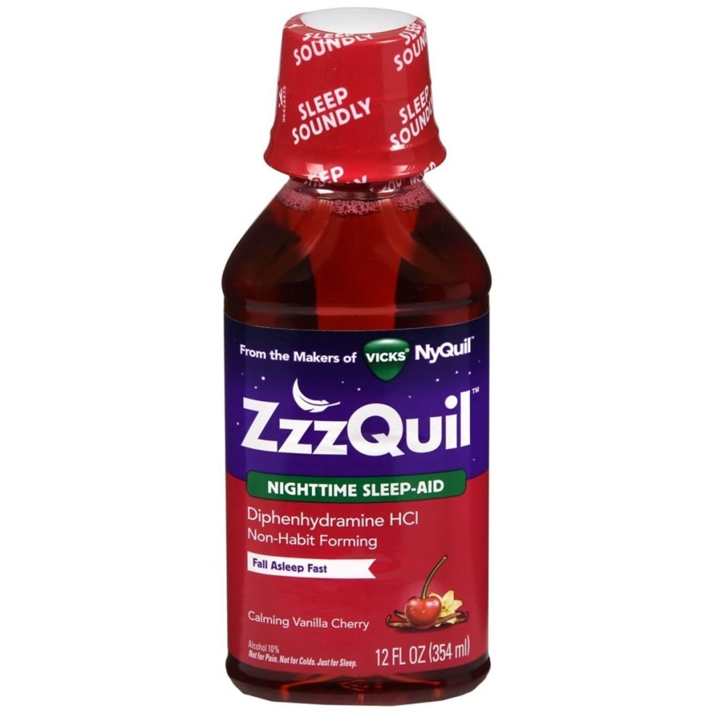 ZzzQuil Nighttime Sleep-Aid Liquid Calming Vanilla Cherry – 12 OZ ...