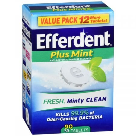Efferdent Plus Mint Anti-Bacterial Denture Cleanser Tablets - 90 TB