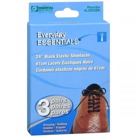 Essential Medical Supply Everyday Essentials 24 Inch White Elastic Shoelaces - 3 PR