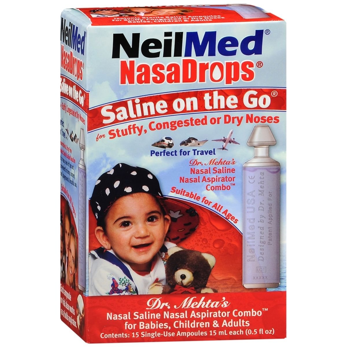 NeilMed Naspira Plus Nasal-Oral Aspirator & Saline Vials - 8 vials