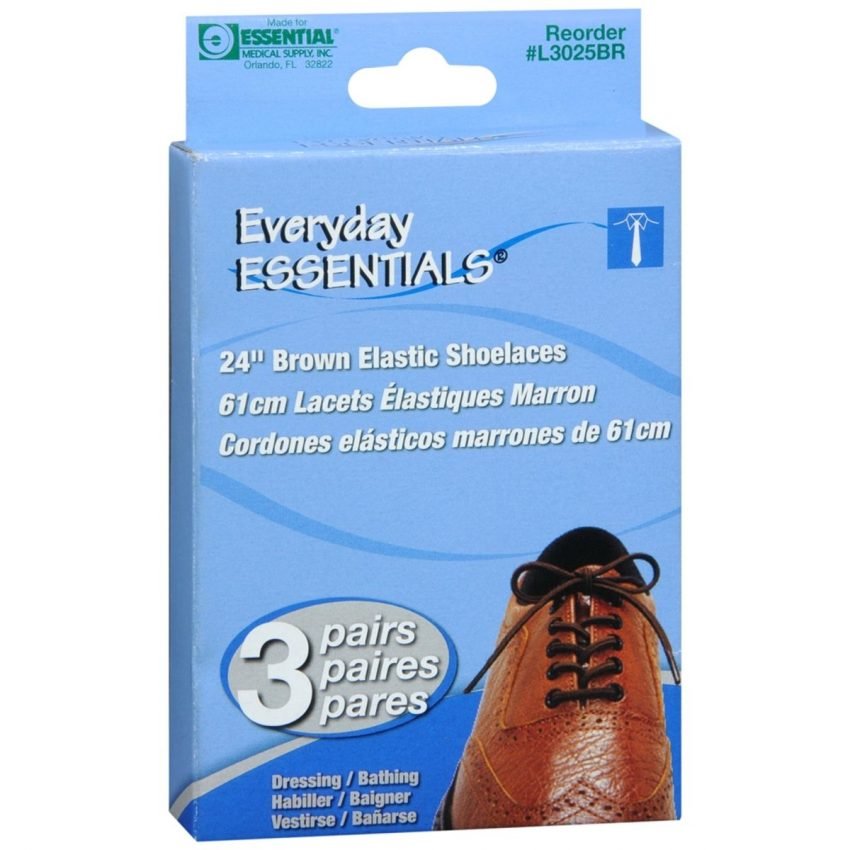 Everyday Essentials® Elastic Shoelace 24″ Brown 3 pr Medcare
